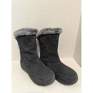 Columbia Women's Black Suede Faux Fur Lined Winter Snow Boots Size 8